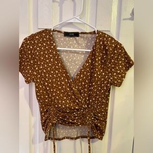 Brown top with gathering detail